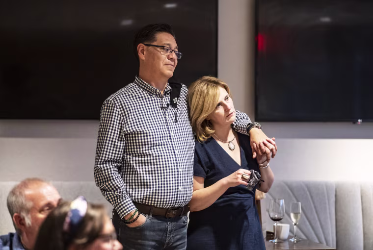 IMAGE: School board candidate Ed Hernandez and his wife, Jennifer