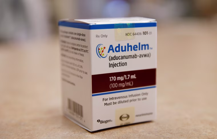 Image: First intravenous infusion of Aduhelm, Biogen's controversial recently approved drug for early Alzheimer's disease