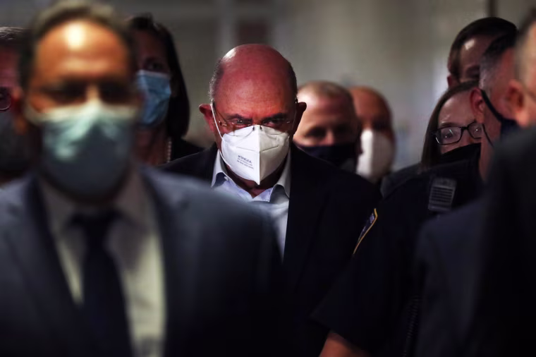 Trump Organization finance chief Allen Weisselberg leaves a New York court after surrendering to authorities on July 1, 2021.