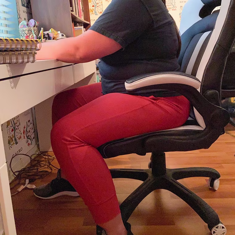 Image of writer Megan duBois wearing Old Navy High-Waisted PowerSoft 7/8-Length Joggers