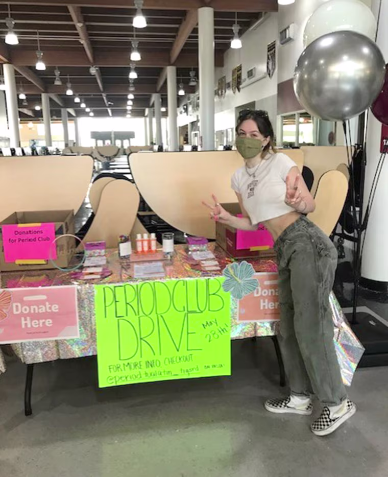 Oregon high school senior Daphne Ischer participates in a period product drive.