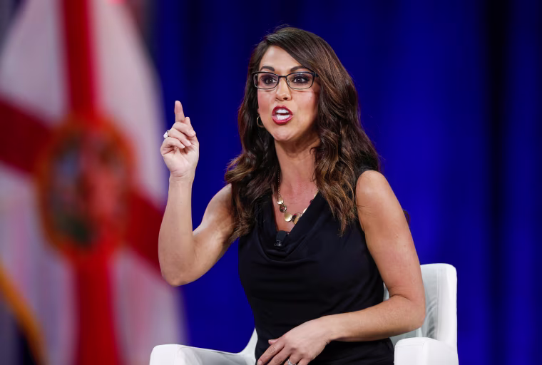 Rep. Lauren Boebert, R-Colo., speaks at the Conservative Political Action Conference in Orlando, Fla., on Feb. 27, 2021.