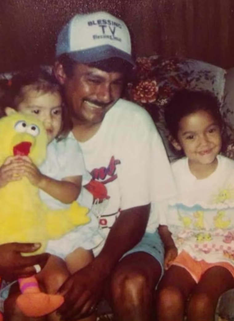 Frank Garcia with daughters Crystal and Stephanie