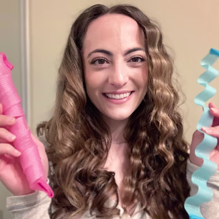 Associate editor Danielle Murphy wearing the TikTok hair curlers
