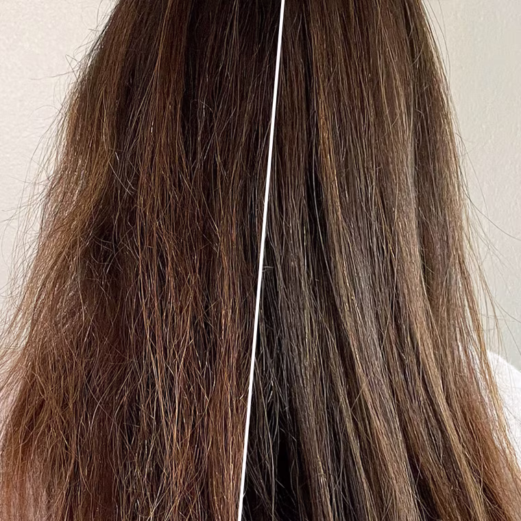 Before and after image of someones hair