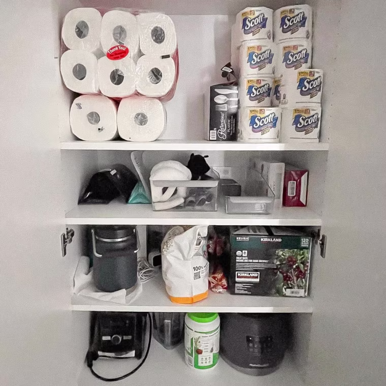 Inside a white pantry cabinet