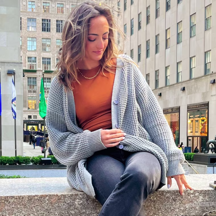 Writer Danielle Murphy likes how cozy and comfortable this oversized cardigan feels.