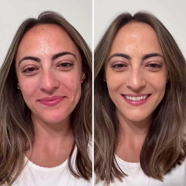 Commerce writer Danielle Murphy wearing the Triclone Skin Tech Foundation.