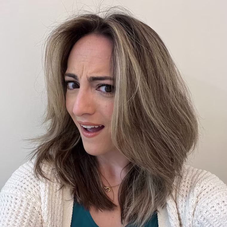 Image of a Womans hair after using Color Wow Root Lifter