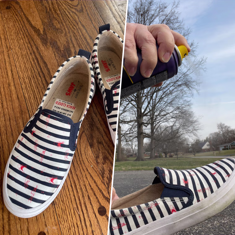 The Crep Protect Shoe Protector Spray is easy to use on a variety of shoes, like this canvas pair.