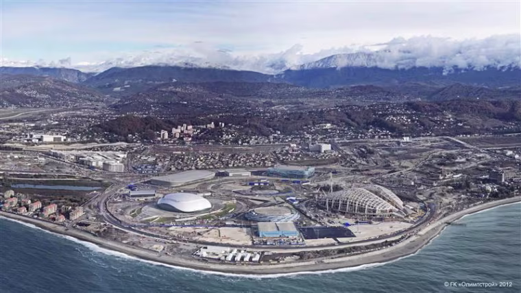 An undated handout photograph provided by Government-owned corporation Olympstroy shows a view of the planned layout of venues and transport links for the 2014 Winter Olympics in Sochi
