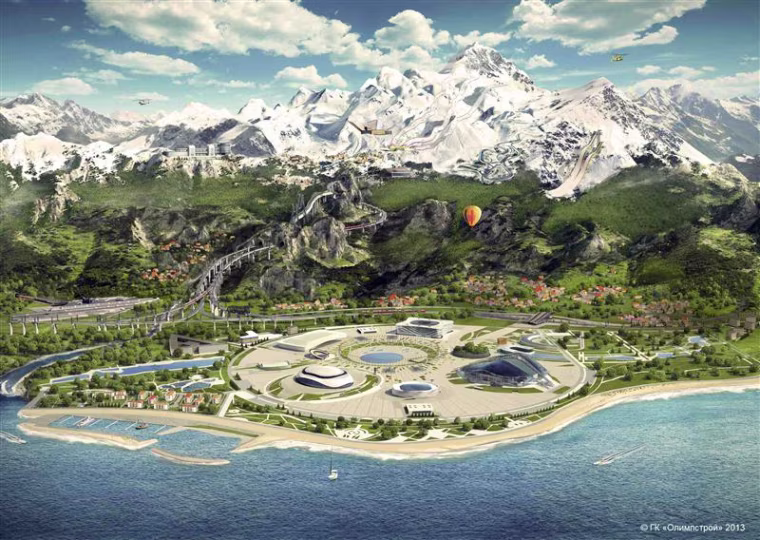 An undated handout of a computer generated image provided by Government-owned corporation Olympstroy shows a view of the planned layout of venues and transport links for the 2014 Winter Olympics in Sochi
