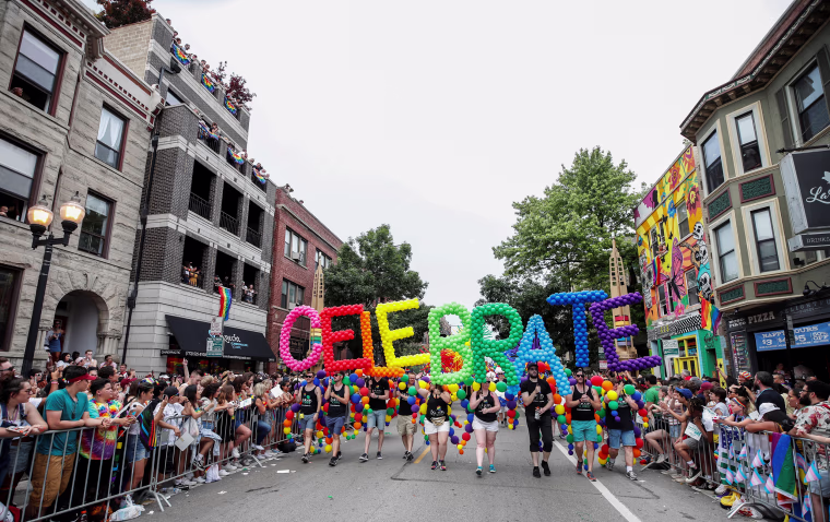 People march in the 50th annual Pride parade in Chicago on June 30, 2019.