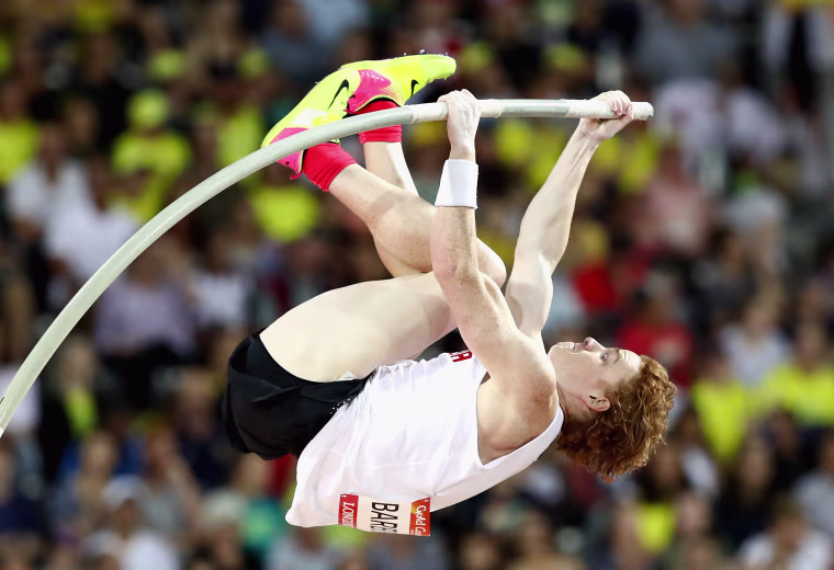 Image: Shawnacy Barber competes in the Men's Pole Vault final during athletics on day eight of the Gold Coast Commonwealth Games on April 12, 2018 on the Gold Coast, Australia.