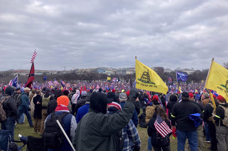 Rioters near the Capitol on Jan. 6, 2021.