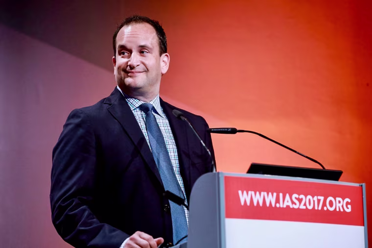 Dr. Raphael J. Landovitz speaking at the International AIDS Society conference in Paris in 2017