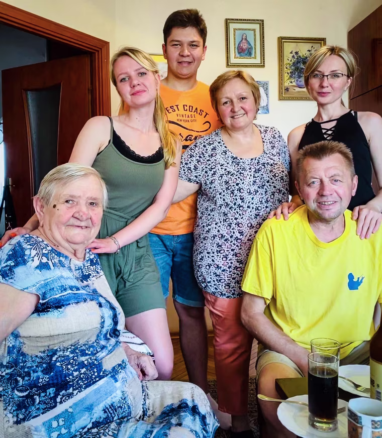 Yara Klimchak's family poses for a photo in Ukraine in June 2021.