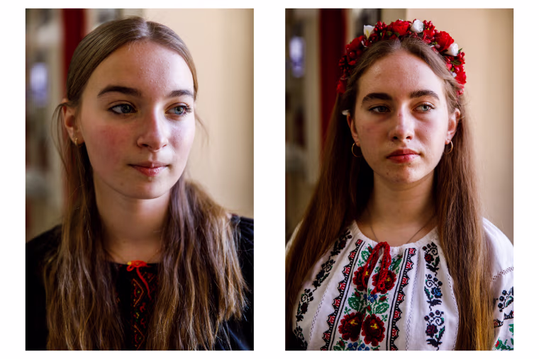 Ruslana Makar, left, is doing her best both to keep up with the news of Russia's invasion of Ukraine while also distracting herself so as not to become overwhelmed. Sofiia Zelena, right, hopes her family in Ukraine will be okay.