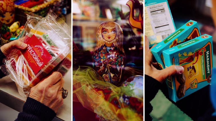 Image: Ukrainian sweets, nesting dolls and Ukrainian marmalade at Moscow on the Hudson.