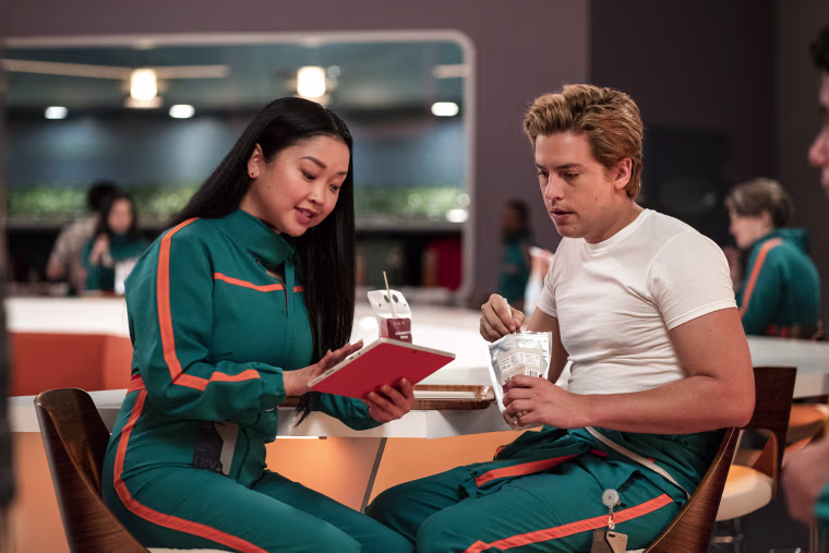 Lana Condor as Sophie and Cole Sprouse as Walt in "Moonshot."