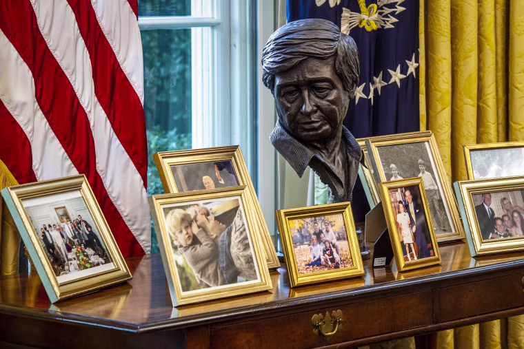 An early preview of the redesigned Oval Office awaiting President Joseph Biden at the White House, on January 20 in Washington, DC.