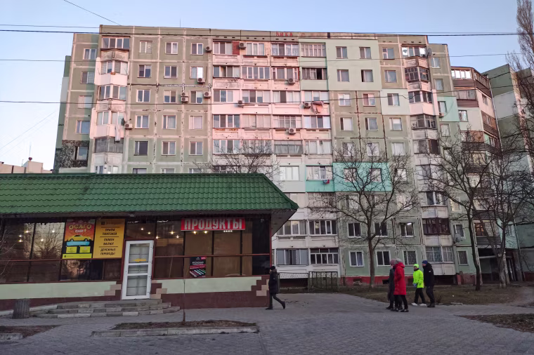 Pedestrians on a street in Tiraspol on April 2, 2022.