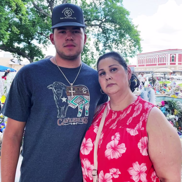 Ryan Garza with his mother, Roxane Cortez.