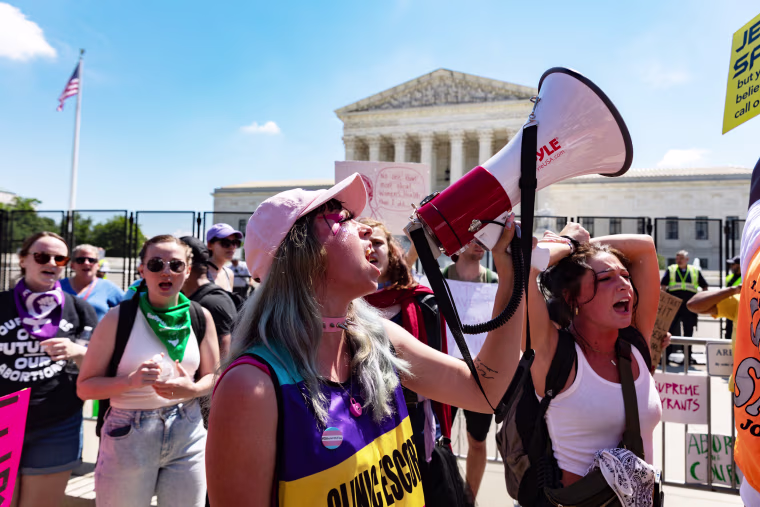 Abortion rights demonstrators protest outside the Supreme Court
