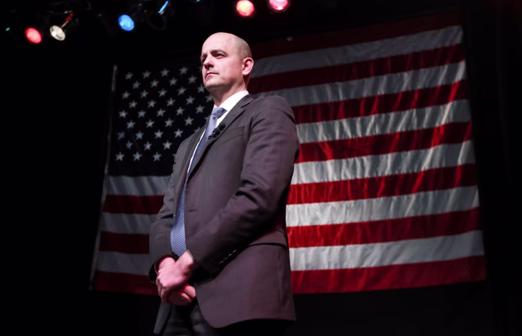 Independent presidential candidate Evan McMullin waits to speak to supporters at an election night party on Nov. 8, 2016, in Salt Lake City.