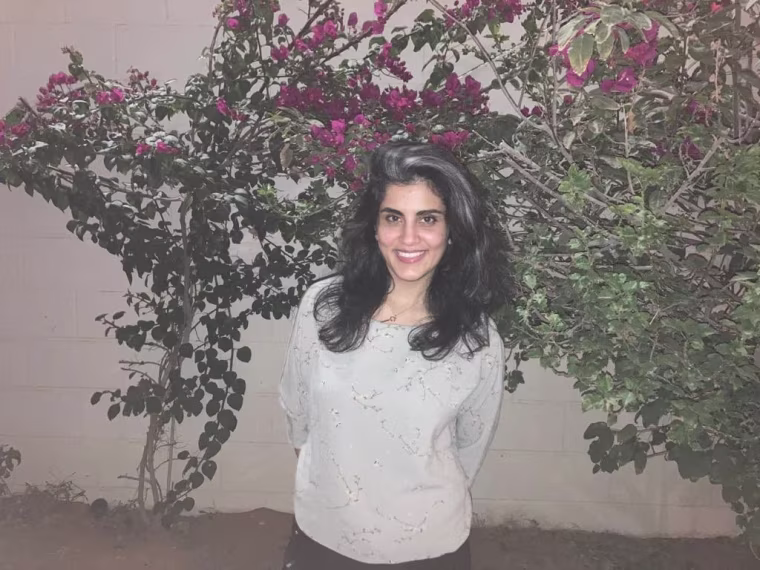 Loujain al-Hathloul, a women's rights activist who remains under a travel ban after she was imprisoned, pictured after her release in February 2021.