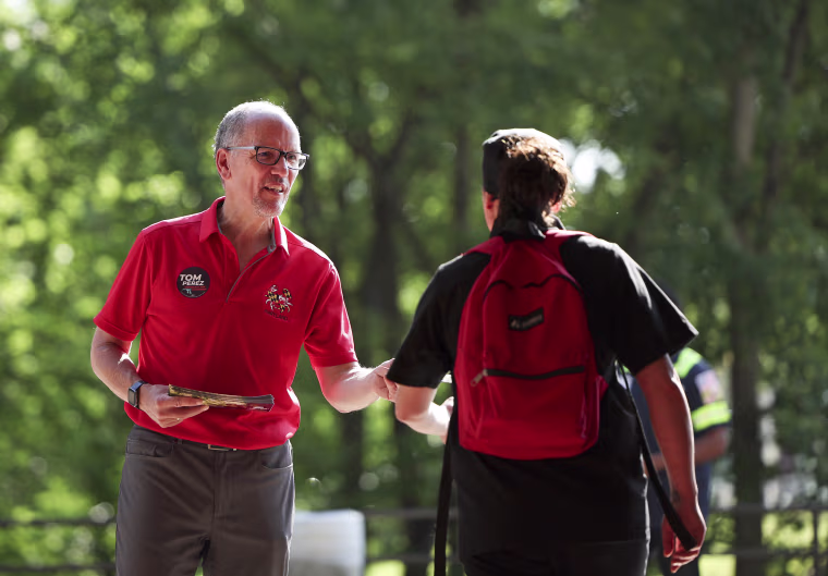 Image: Maryland Democratic Gubernatorial Candidate Tom Perez Campaigns Ahead Of Tuesday's Primary