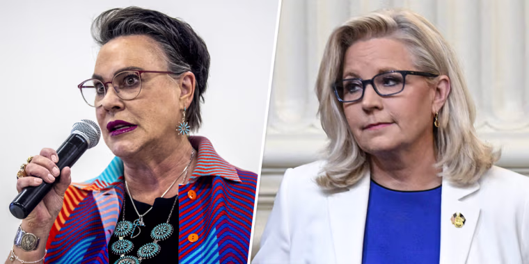 Republican congressional candidate Harriet Hageman and Rep. Liz Cheney, R-Wyo.