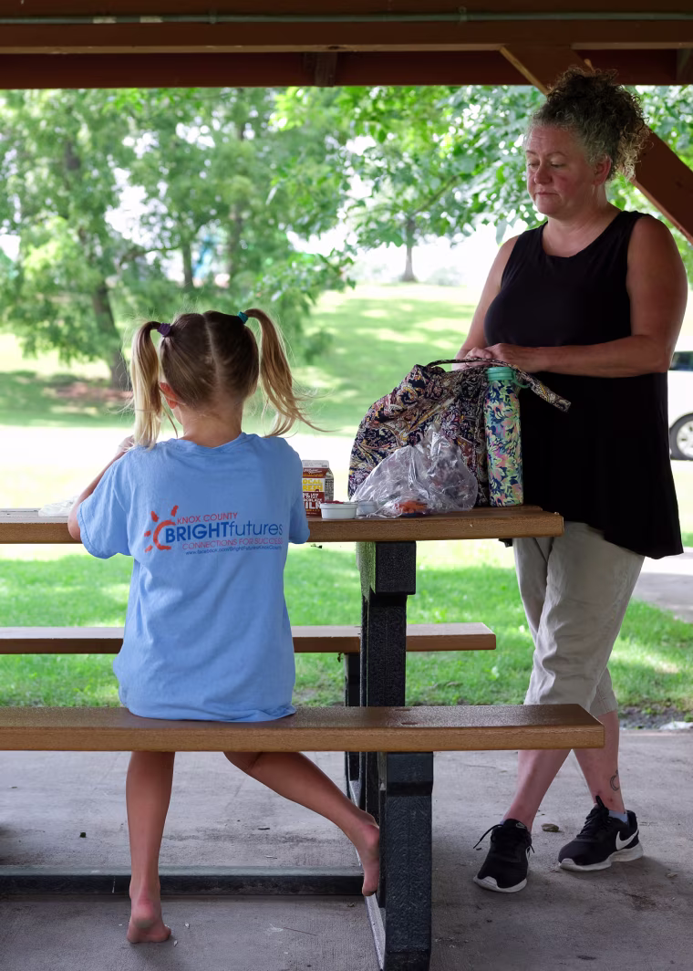 Image: Erin McAlvany at a meal site in Kirksville, Mo. on  Aug.16, 2022.