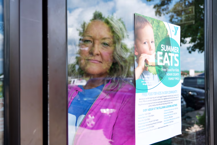 Image: Misti Hollenbeck-Harris at the Adair County Family YMCA in Kirksville, Mo., on Aug. 16, 2022.