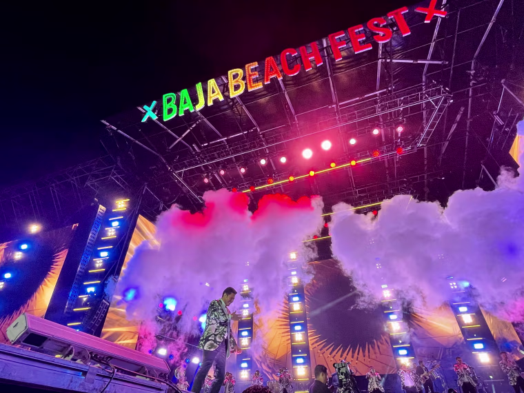 Oswaldo Silvas of Banda MS performs at Baja Beach Fest.