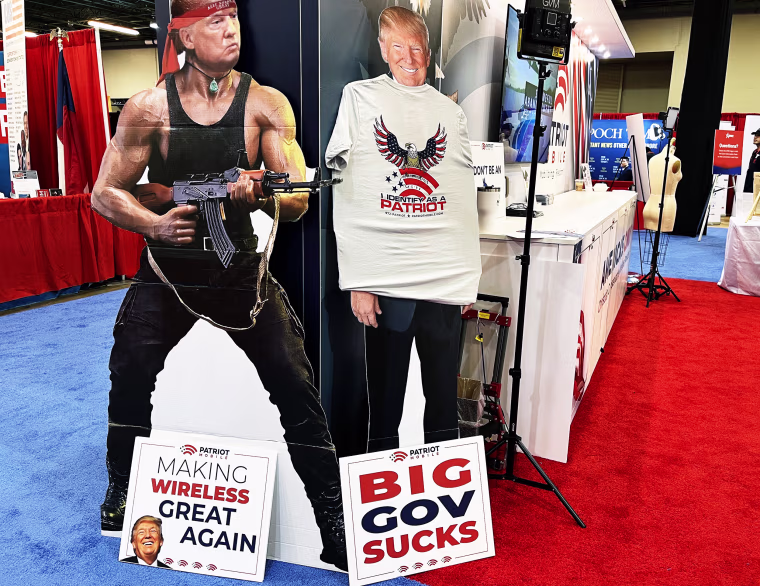 Image: Patriot Mobile's booth at CPAC in Dallas on Aug. 1, 2022.