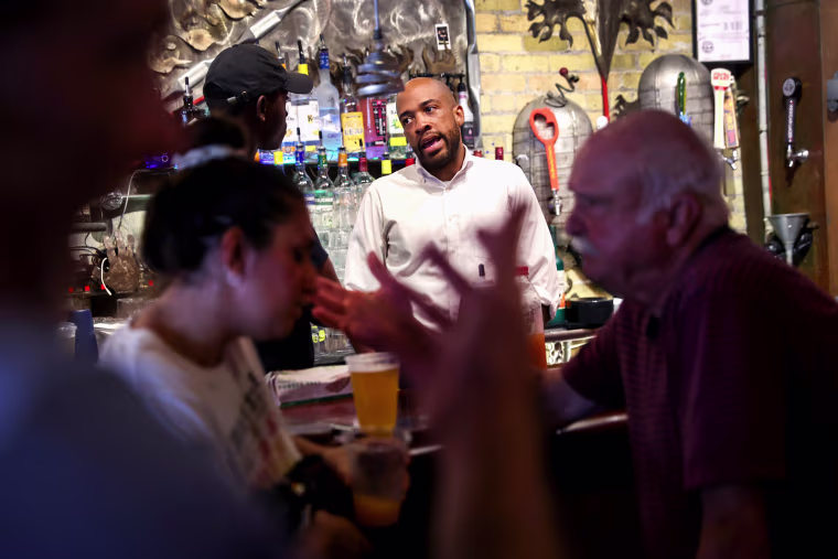 Democratic Senate candidate and Wisconsin Lt. Gov. Mandela Barnes speaks at a campaign event on Aug. 7, 2022, in Milwaukee.