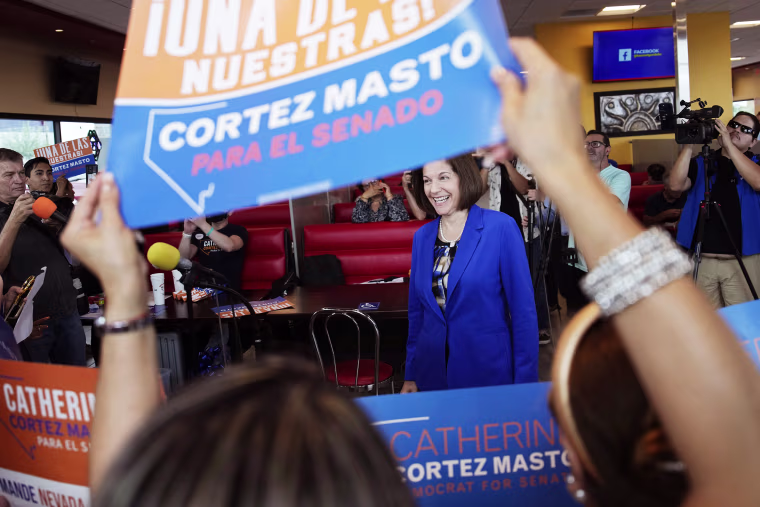 Image: Sen. Catherine Cortez Masto, D-Nev., at a campaign event in Las Vegas on Aug. 12, 2022.