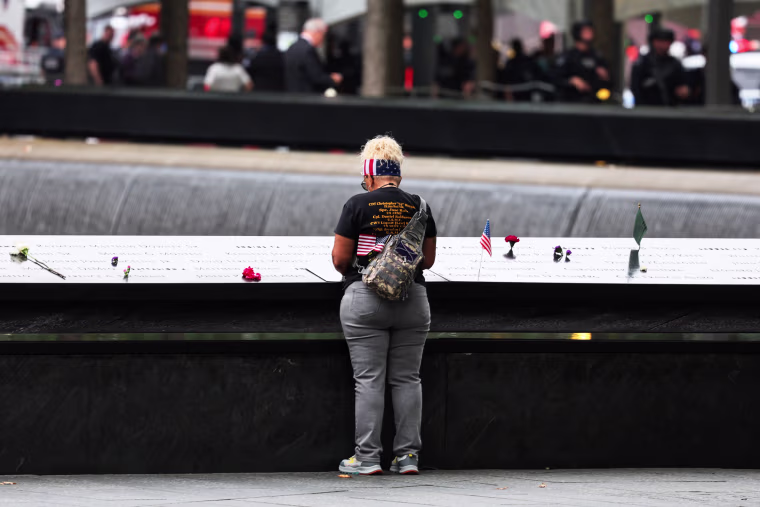 Families of the victims of the 9/11 terror attack attend the annual commemoration ceremony on Sept. 11, 2022, in New York.