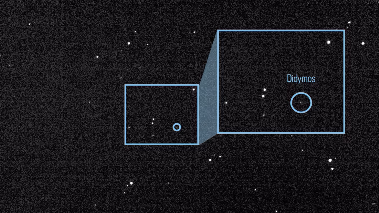 Composite of 243 images taken by DRACO on July 27, 2022, detecting Didymos.