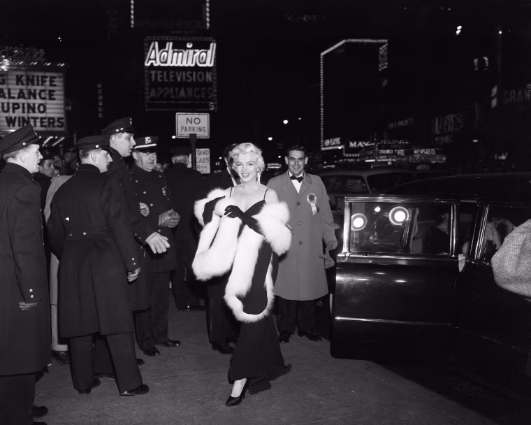 Image: American actress Marilyn Monroe in Times Square, New York City, on December 12, 1955.