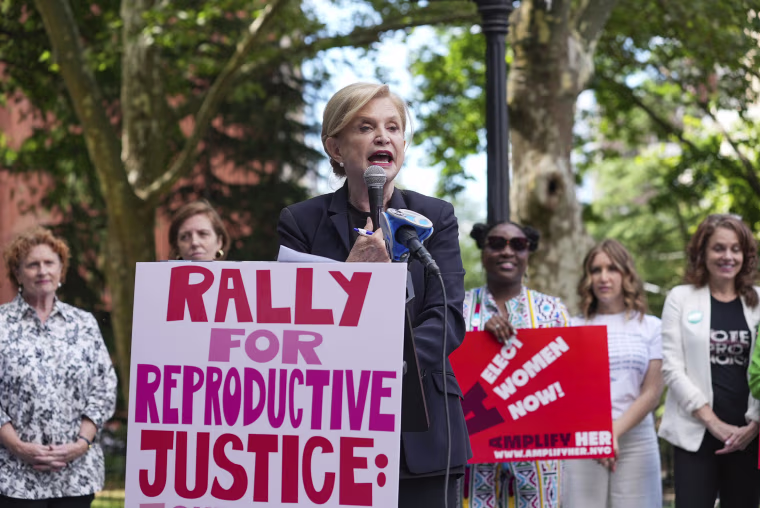 Rep. Carolyn Maloney attends a rally for reproductive justice in Washington Square Park in New York on Aug. 13.