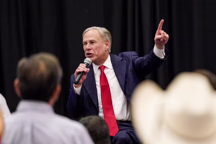 Texas Gov. Greg Abbott speaks after a debate with Democratic gubernatorial candidate Beto O'Rourke on Sept. 30, 2022, in McAllen.