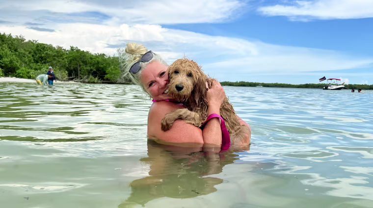 Michelle Radabaugh and her dog Bubbles.
