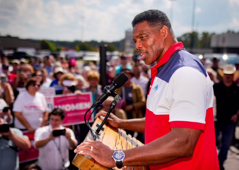 Herschel Walker at a campaign event in Carrollton, Ga., on Oct. 11, 2022. 