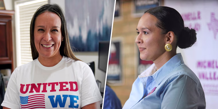 Republican Mónica De La Cruz and Democrat Michelle Vallejo.