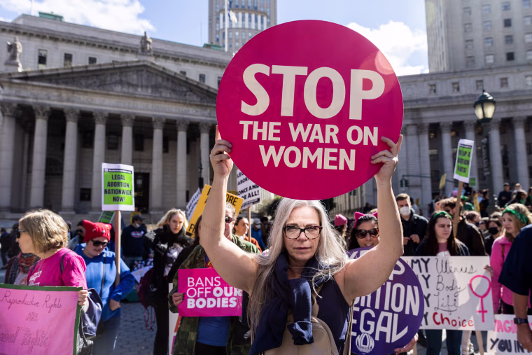 Abortion rights supporters protest in New York on Oct. 8, 2022.
