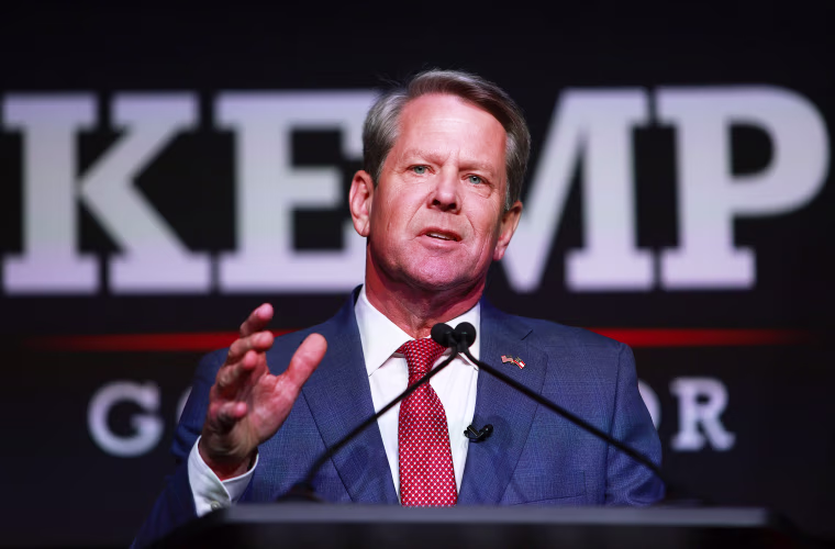 Republican gubernatorial candidate Gov. Brian Kemp during a primary night election party in Atlanta on May 24, 2022.