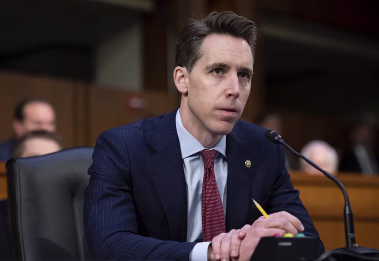 Josh Hawley during a Senate Judiciary Committee Business Meeting, at the U.S. Capitol, on Feb. 10, 2022.