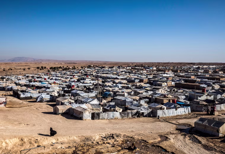 The Kurdish-run al-Hol camp, which holds relatives of suspected Islamic State (IS) group fighters in the northeastern Hasakeh governorate, on Dec. 6, 2021.